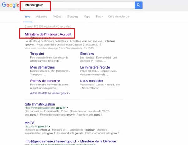 RECHERCHE MINISTERE DE LINTERIEUR