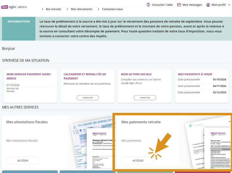 Téléchargez votre attestation de paiement AGIRC-ARRCO et fiscale 2023